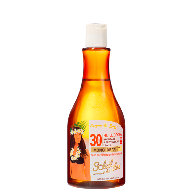 Huile + accélérateur FPS 30 au Monoï de Tahiti Soleil des Iles