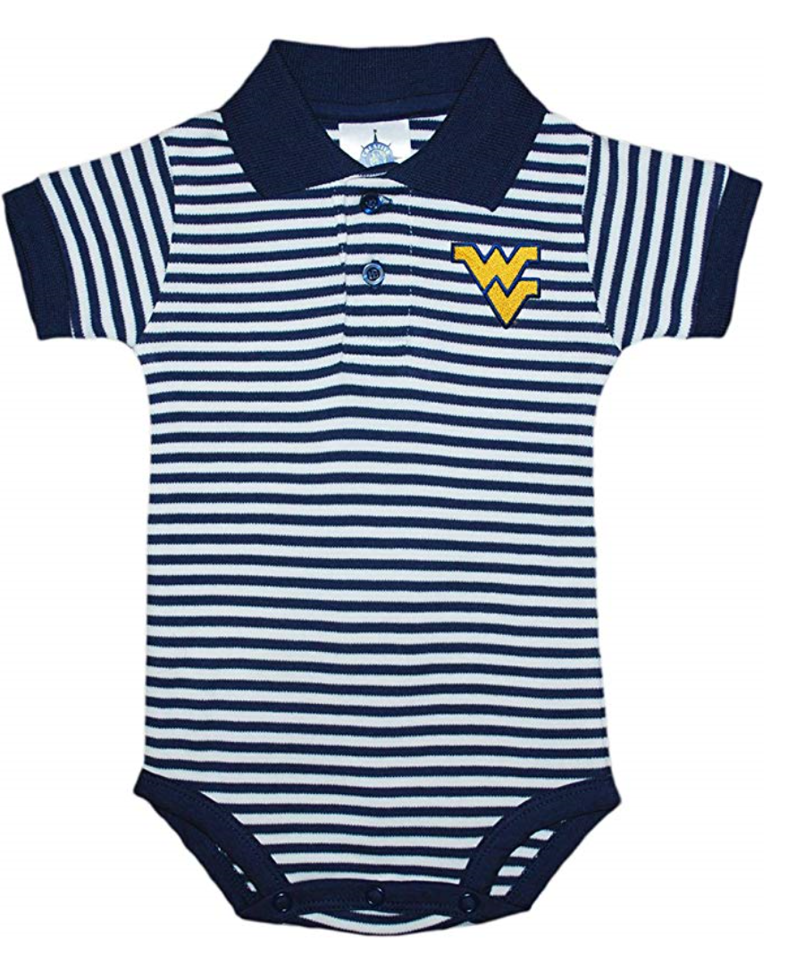 WV STRIPED POLO BODYSUIT 0-12 MONTH NAVY & WHITE 0-3 MONTH