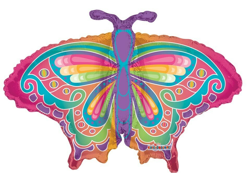 36" CORAL & GREEN BUTTERFLY SHAPE