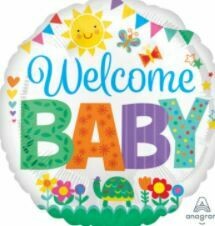 WELCOME BABY TURTLE & FLOWERS BALLOON
