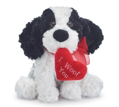 10" BLACK & WHITE 'I WOOF YOU' PUPPY