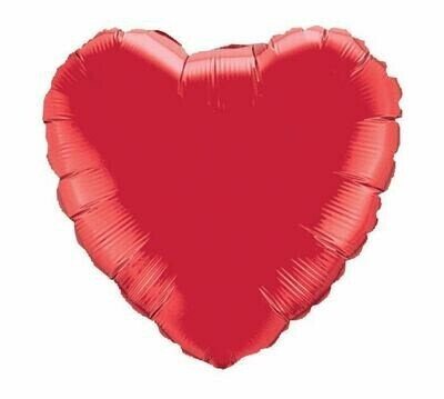 18" METALLIC HEART SOLID RUBY RED