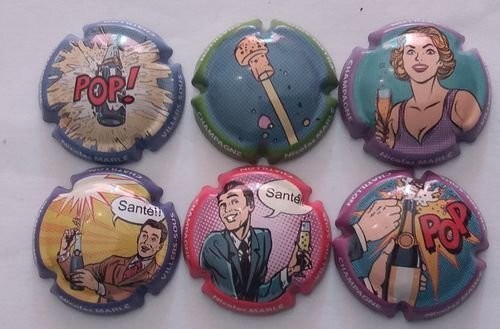 6 BELLES CAPSULES CHAMPAGNE SERIE POP MARLE NICOLAS REF N° 1 a 1e NEWS