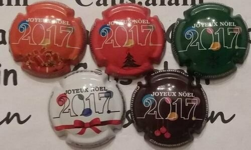 5 BELLES CAPSULES CHAMPAGNE GENERIQUE JOYEUX NOEL 2017 REF 998 a 998d NEWS
