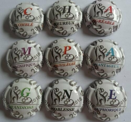 SÉRIE CAPSULES CHAMPAGNE GENERIQUE PUZZLE REF 1022 a 1022h NEWS