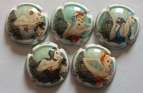 5 BELLES CAPSULES CHAMPAGNE GENERIQUE LES PARISIENNES REF N°1016 a 1016d NEWS