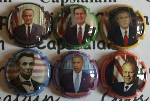 6 BELLES CAPSULES CHAMPAGNE ROBERT JEROME LES PRESIDENTS REF N° 11 a 11e NEWS