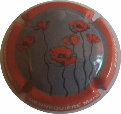 CAPSULE CHAMPAGNE HENNEQUIERE MARC COQUELICOTS NUMEROTE 250EX REF N°21