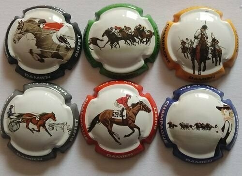 6 BELLES CAPSULES CHAMPAGNE BUFFET DAMIEN COURSE HIPPIQUE REF N°8 a 8e NEWS
