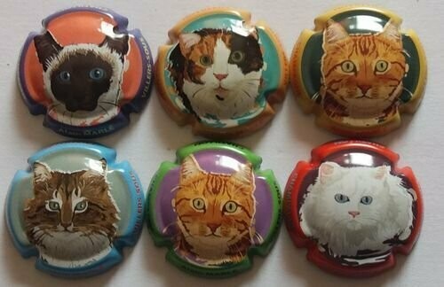 6 BELLES CAPSULES CHAMPAGNE MARLE ALAIN LES CHATS REF N°10 a  10e NEWS
