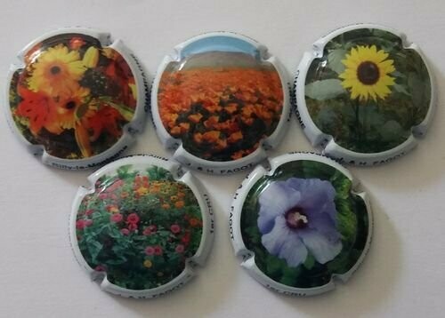 5 BELLES CAPSULES CHAMPAGNE FAGOT JOSEPH & HUBERT LES FLEURS REF N° 1 a 1d NEWS