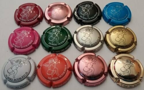 SÉRIE CAPSULES CHAMPAGNE POTAUFEUX HUBERT + plaque or REF N°1 a 10a et 11