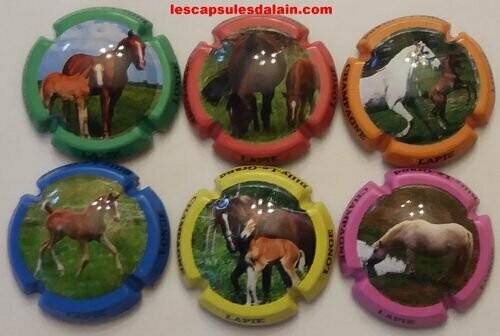 6 BELLES CAPSULES DE CHAMPAGNE LAPIE-LONGE LES CHEVAUX REF N° 7 a 7e NEWS