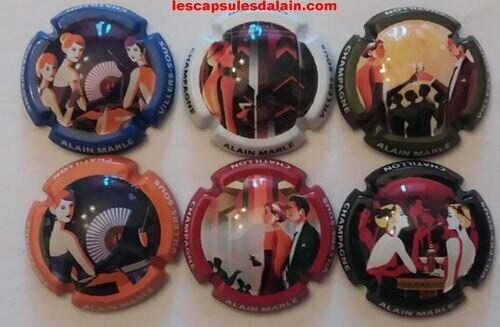6 BELLES CAPSULES CHAMPAGNE MARLE ALAIN PERSO RETRO REF N°13 a 13e NEWS