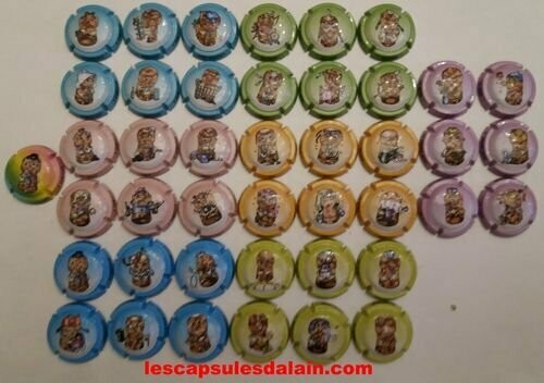 43 BELLES CAPSULES CHAMPAGNE GENERIQUE LES P'TITS BOUCHONS JEU 7 FAMILLES NEWS