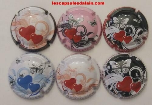 6 BELLES CAPSULES CHAMPAGNE BOUTILLIER POISSINET LES COEURS REF N° 5 a 5e NEWS