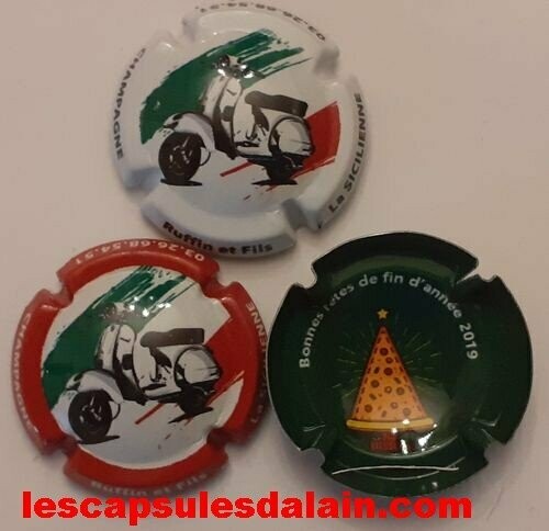 3 BELLES CAPSULES CHAMPAGNE RUFFIN ET FILS VESPA NOEL RECTO/ VERSO REF N°58a a 58c NEWS