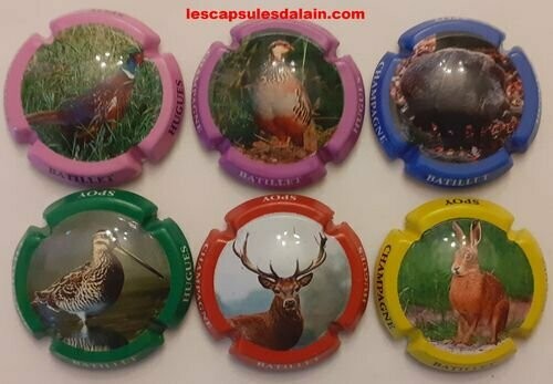 6 BELLES CAPSULES CHAMPAGNE BATILLET HUGUES LES GIBIERS REF N°5 a 5e NEWS