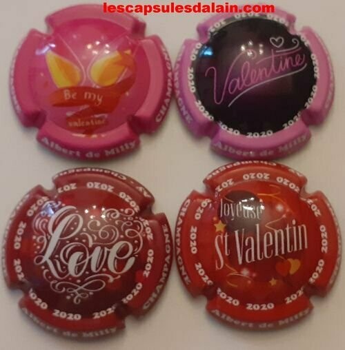 4 BELLES CAPSULES CHAMPAGNE ALBERT DE MILLY ST VALENTIN 2020 REF N°60 a 60c NEWS