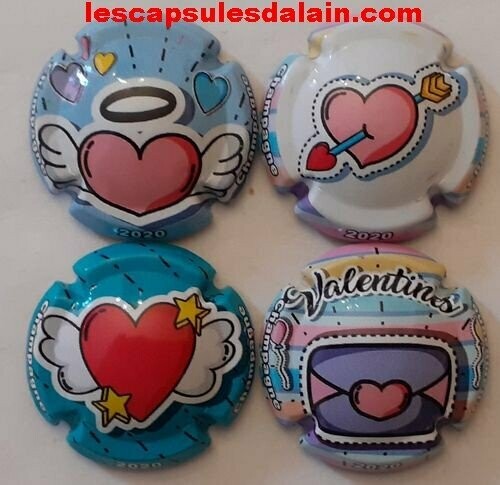 4 BELLES CAPSULES CHAMPAGNE GENERIQUE SAINT VALENTIN 2020 REF N° 1106a a 1106d NEWS