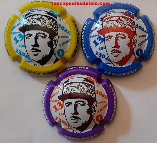 3 BELLES CAPSULES CHAMPAGNE GENERIQUE DE GAULLE 130 ans REF N°1114 a 1114b NEWS
