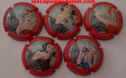 5 BELLES CAPSULES CHAMPAGNE GENERIQUE LES PARISIENNES REF N°993 a 993d