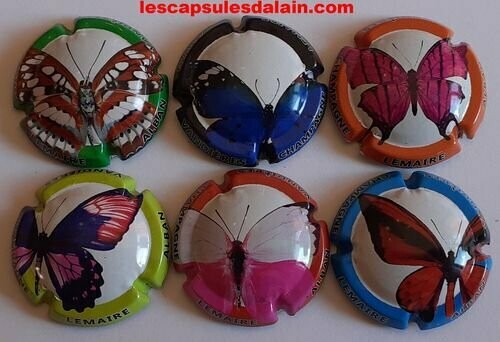 6 BELLES CAPSULES CHAMPAGNE LEMAIRE ALBAN LES PAPILLONS REF N°20 a 20e NEWS