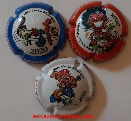 3 BELLES CAPSULES CHAMPAGNE DE MILLY ALBERT FETE DE LA MUSIQUE 500 EX REF N°68 a 68b NEWS