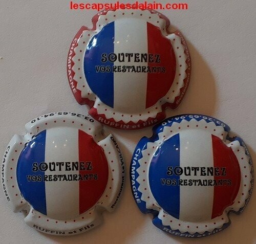 3 BELLES CAPSULES CHAMPAGNE RUFFIN ET FILS SOUTENEZ VOS RESTAURANTS REF N° 62 a 62b NEWS