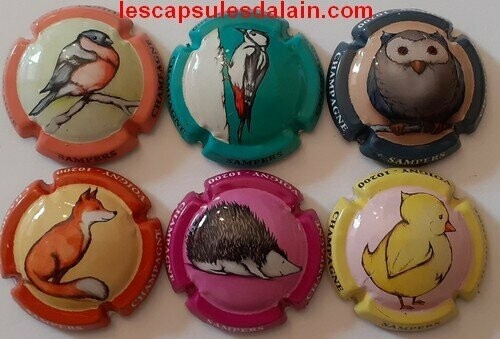 6 BELLES CAPSULES CHAMPAGNE SAMPERS ANIMAUX 2020 REF N°12 a 12e  NEWS