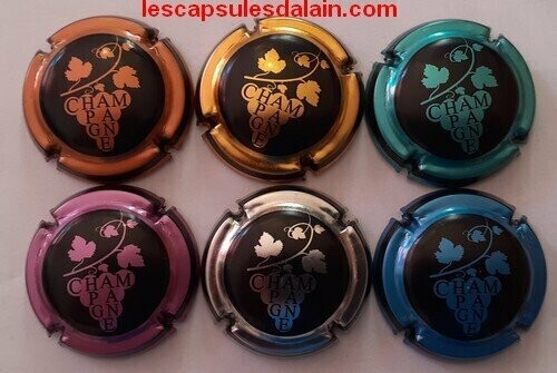 6 BELLES CAPSULES CHAMPAGNE GENERIQUE GRAPPE METALISEES REF N° 1183 a 1183e NEWS