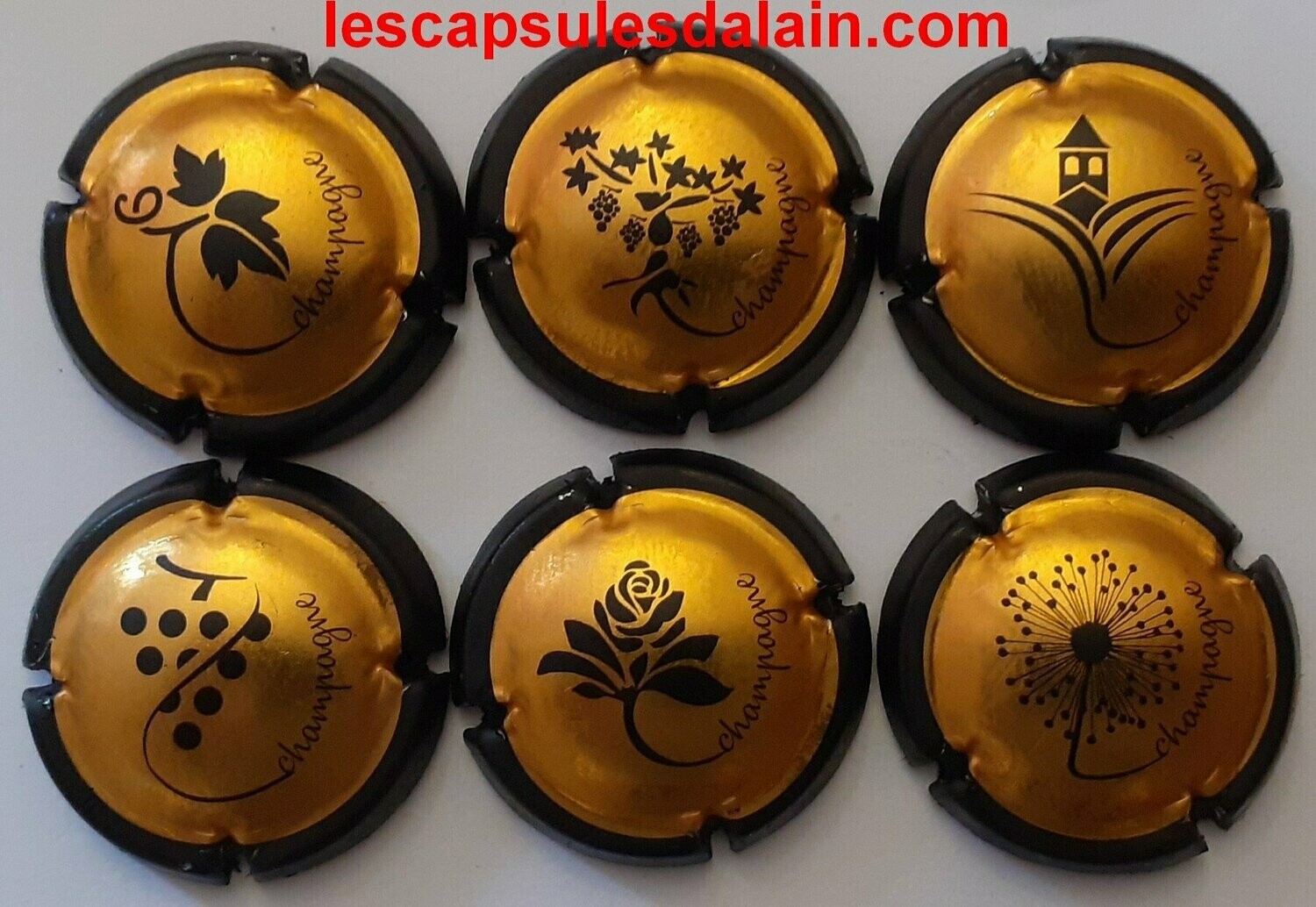 6 BELLES CAPSULES CHAMPAGNE GENERIQUE OR REF N°1038a a 1043a NEWS