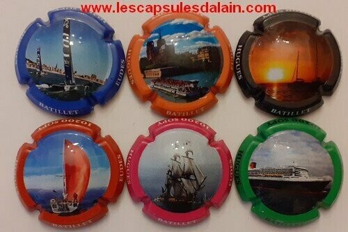 6 BELLES CAPSULES CHAMPAGNE BATILLET HUGUES LES BATEAUX REF N°4 a 4e NEWS