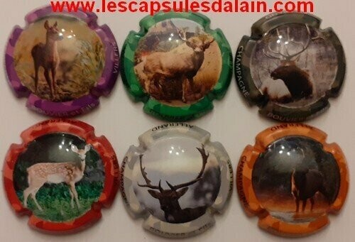6 BELLES CAPSULES CHAMPAGNE BOUVIER ET FILS LES CERFS REF N° 17 a 17e NEWS