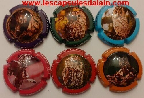 6 BELLES CAPSULES CHAMPAGNE SAMPERS LES HIBOUX REF N°15 a 15e NEWS