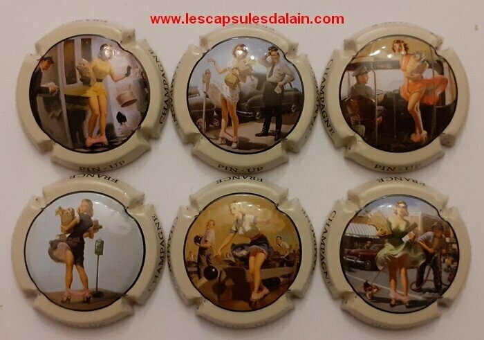 6 BELLES CAPSULES CHAMPAGNE GENERIQUE LES PIN UP REF N°806 a 806e NEWS