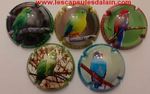 5 BELLES CAPSULES CHAMPAGNE ADNET CHARLES HENRI PERROQUETS REF N°2 a 2d NEWS