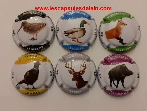6 BELLES CAPSULES CHAMPAGNE GENERIQUE CUVEE CHASSE 2021 REF N°1175 a 1175e NEWS