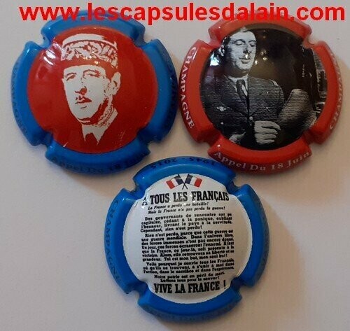 3 BELLES CAPSULES CHAMPAGNE GENERIQUE GENERAL DE GAULLE REF N°925c a 925e NEWS