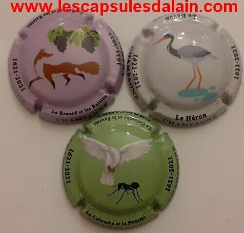 3 BELLES CAPSULES CHAMPAGNE GENERIQUE FABLE DE LA FONTAINE RECTO VERSO 2021 REF N° 1170c a 1170e NEWS