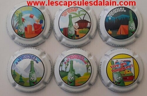6 BELLES CAPSULES CHAMPAGNE GENERIQUE VIVEMENT LES VACANCES 2021 REF N°C144 a C144e NEWS