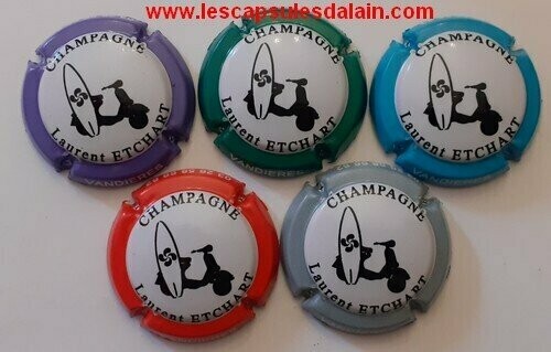 5 BELLES CAPSULES CHAMPAGNE ETCHART LAURENT PLANCHE SURF REF N° 58 a 58d NEWS