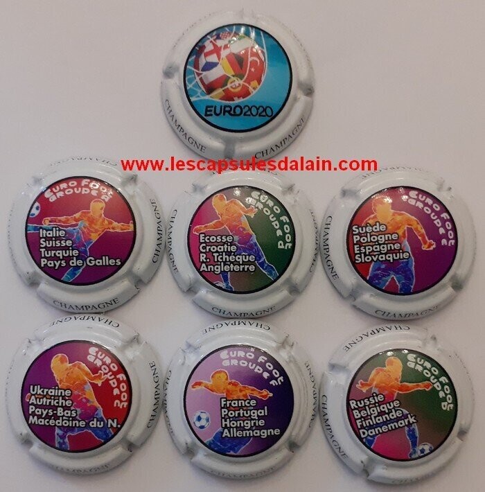 7 BELLES CAPSULES CHAMPAGNE GENERIQUE EURO 2020 AVEC LES GROUPES NEWS