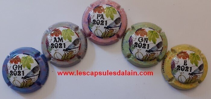 5 BELLES CAPSULES CHAMPAGNE GENERIQUE PUZZLE LIBELLULE 2021 RE4F N° 1197 a 1197d NEWS