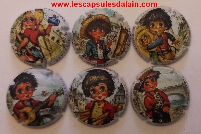 6 BELLES CAPSULES CHAMPAGNE LOUIS DEHU POULBOTS MAT REF N°187f a 187k NEWS