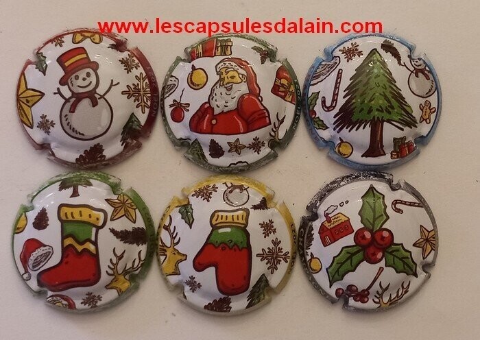 6 BELLES CAPSULES CHAMPAGNE GENERIQUE JOYEUX NOEL 2021 REF N° 1225 a 1225e NEWS