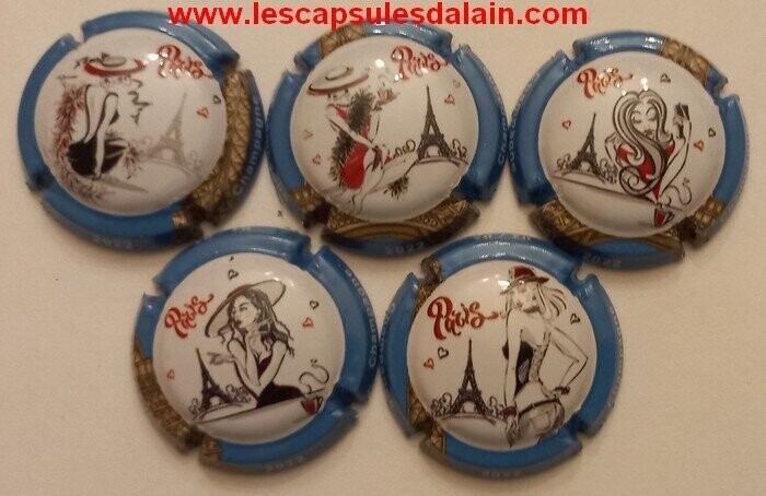 5 BELLES CAPSULES CHAMPAGNE GENERIQUE PARISIENNES 2022 REF N° 1231 a 1231d NEWS