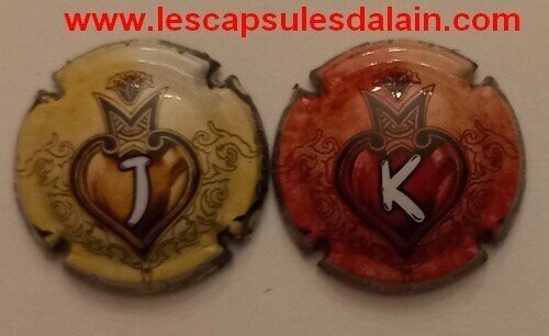 2 BELLES CAPSULES CHAMPAGNE GENERIQUE COEUR ET COURONNE J ET K REF N° 1063J ET 1063K 2022 NEWS