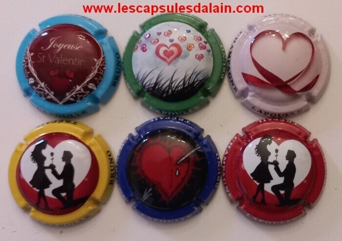 6 BELLES CAPSULES CHAMPAGNE LAPOULLE BRUNO ST VALENTIN 2022 REF N° 12 a 12e NEWS