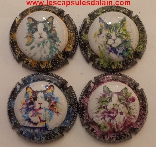 4 BELLES CAPSULES CHAMPAGNE SAMPERS LES CHATS REF N°23 a 23c NEWS